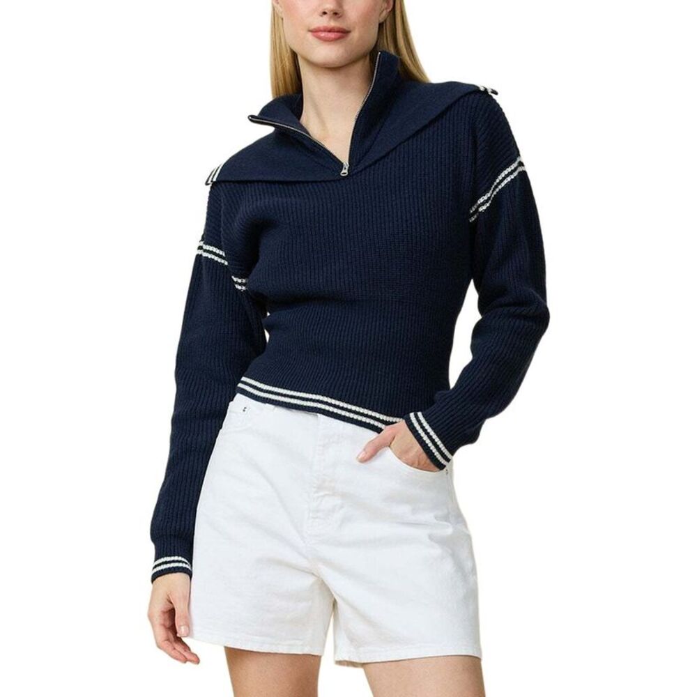 Rowing Blazers Womens Double Collar 1/4-Zip Wool-Blend Pullover